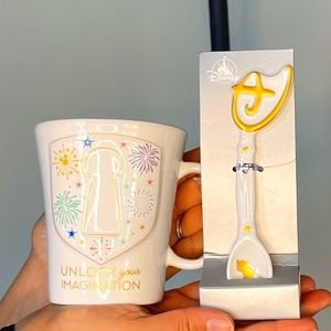 Disney Unlock Your Imagination Key Coffee Mug and Spoon Set New